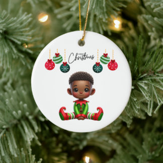 BMSC Christmas Elf Ornament, V1 Ceramic Ornament