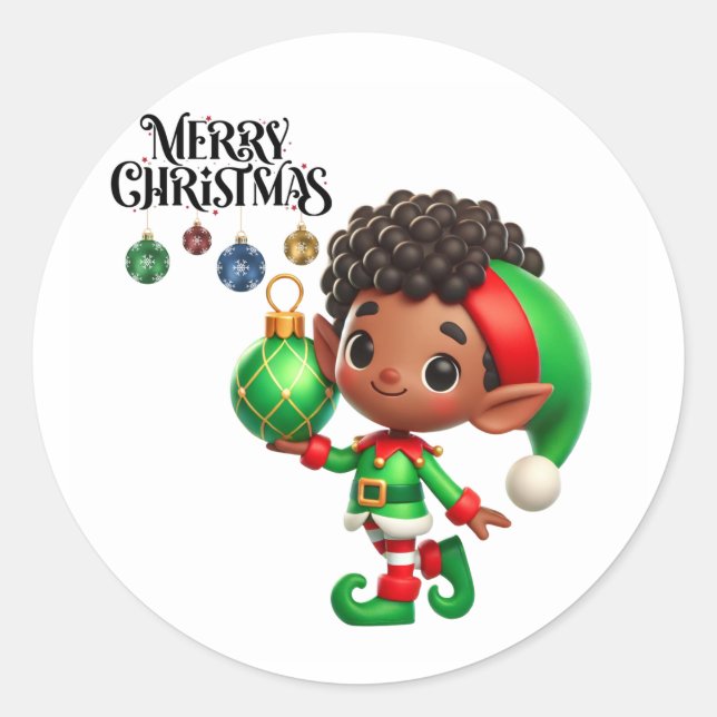 BMSC Santa's Little Helper Elf Sticker, V4 Classic Round Sticker (Front)