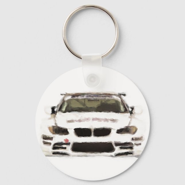 BMW M3 Racing Car Hand Painted Art Brush Template Keychain (Front)