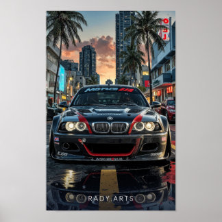 BMW M3 Vue frontale Rues de la ville Poster d'art