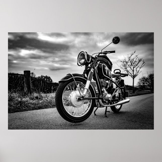 BMW Motorcycle noir & blanc Poster (Devant)