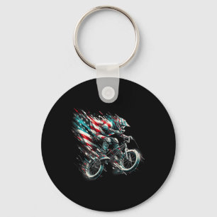Bmx American Flag Usa - Bmx Vintage Distressed Bmx Keychain