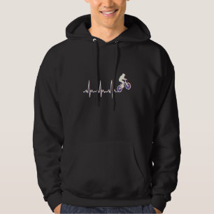 Bmx Bicycle Mtb Heartbeat Heart Line Heart Rate Hoodie