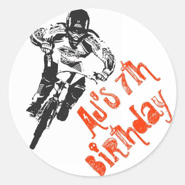 BMX bike Birthday Classic Round Sticker (Front)