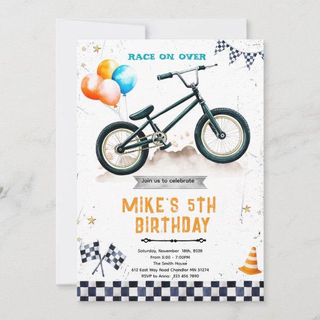 BMX Bike Birthday party Invitation (Devant)