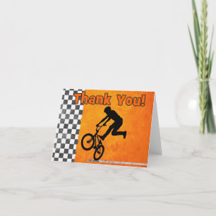 BMX Bike Boys Anniversaire Fête Merci Note Orange