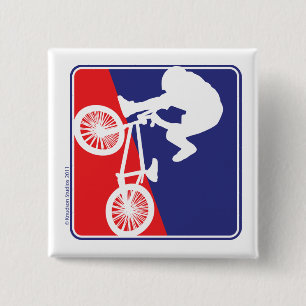 BMX Bike rider 2 Inch Square Button