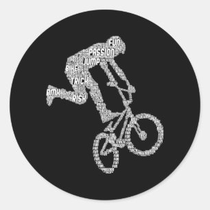 Bmx Bike Stunt Freestyle Rider Boys Children Classic Round Sticker