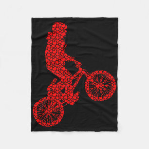 Bmx Biker Bicycle Valentine Hearts Love Cute Silho Fleece Blanket