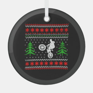 BMX Christmas Glass Ornament