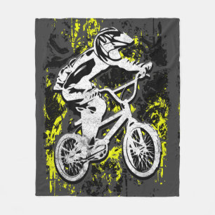 Bmx Flatland - Grey Grunge Bmx Fleece Blanket