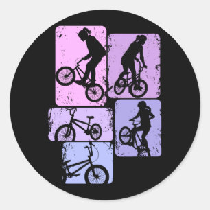 Bmx Girls Bike Stunt Children Performance Classic Round Sticker
