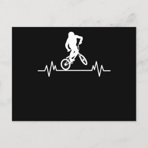 BMX Heartbeat Design Funny Rider Cycling Bike Gift Postcard