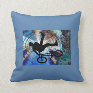 BMX in a Grunge Tunnel Throw Pillow