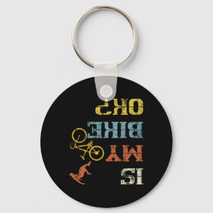 Bmx Mountain Biking Dirt Race Retro Biker Is My Bi Keychain
