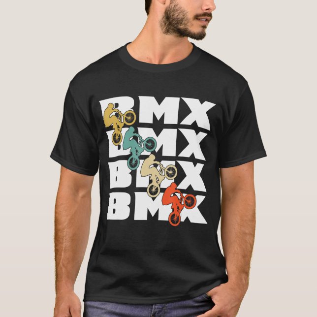 BMX Retro Bicycle Stunts BMX Bike Motocross T-Shirt (Front)