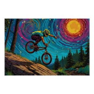 BMX Rider on Mountain Slope Poster