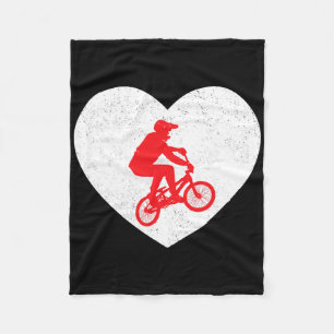 Bmx Silhouette Biker Bicycle Valentine Heart Shape Fleece Blanket