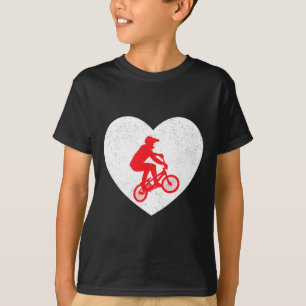 Bmx Silhouette Biker Bicycle Valentine Heart Shape T-Shirt
