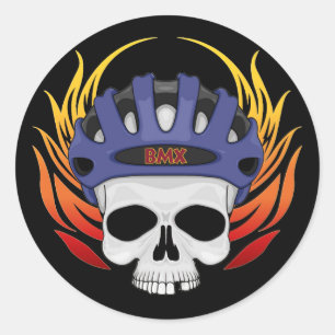 BMX Skull Classic Round Sticker