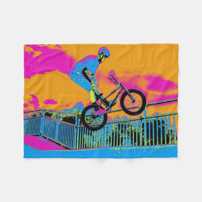 BMX Trickster - BMX Trick Bike Fleece Blanket (Front (Horizontal))