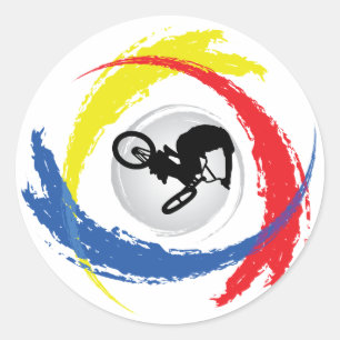 BMX Tricolor Emblem Classic Round Sticker