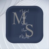B'nai Mitzvah Blue White Burgundy Name Monogram