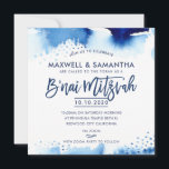 B'NAI MITZVAH INVITE hand lettered blue watercolor<br><div class="desc">by kat massard >>> kat@simplysweetPAPERIE.com <<< A super cool & modern invitation design for your children''s B'NAI MITZVAH TIP :: 1. To change/move graphics & fonts and add more text - hit the "customise it" button. - - - - - - - - - - - - - - -...</div>