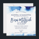 B'NAI MITZVAH INVITE hand lettered blue watercolor<br><div class="desc">by kat massard >>> kat@simplysweetPAPERIE.com <<< A super cool & modern invitation design for your children''s B'NAI MITZVAH TIP :: 1. To change/move graphics & fonts and add more text - hit the "customise it" button. - - - - - - - - - - - - - - -...</div>