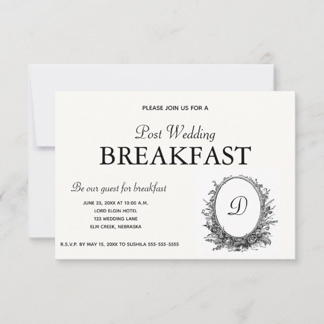 BNW Floral Wreath Breakfast invitation (Front)