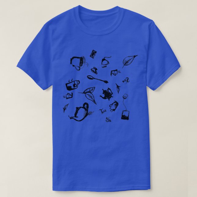 BnW Tea Pattern T-Shirt (Design Front)