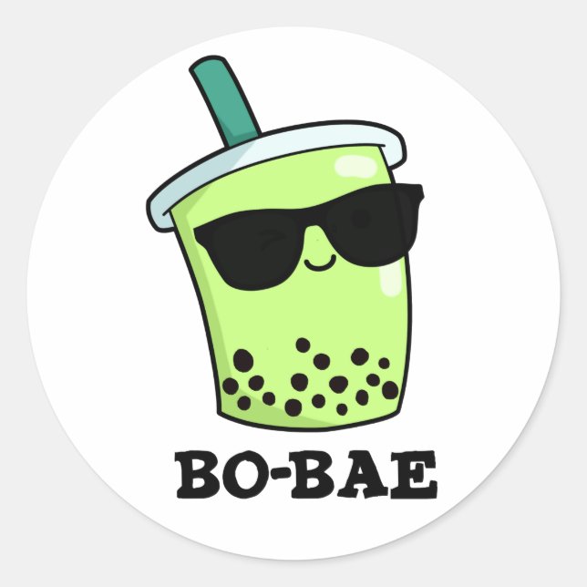 Bo-bae Funny Boba Tea Pun Classic Round Sticker (Front)