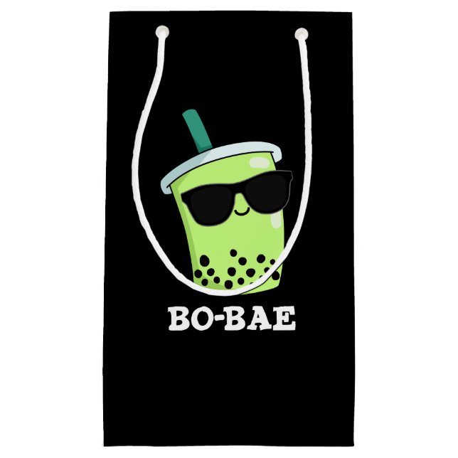Bo-bae Funny Boba Tea Pun Dark BG Small Gift Bag (Front)