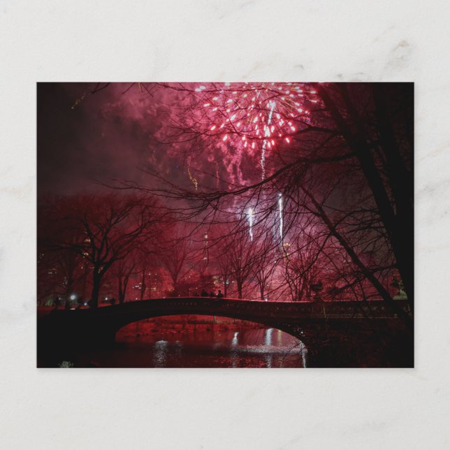 Bo Bridge Central Park New York City New Year Eve Holiday Postcard (Front)