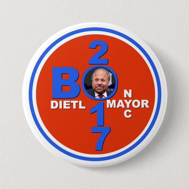 Bo Dietl for NYC Mayor 2017 3 Inch Round Button (Front)