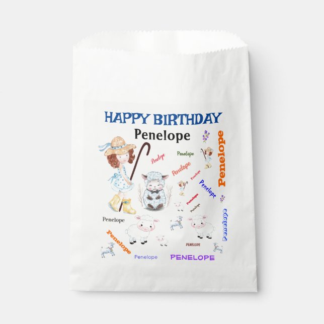 BO PEEP NURSERY RHYME Word Cloud Name Collage Favour Bag (Front)