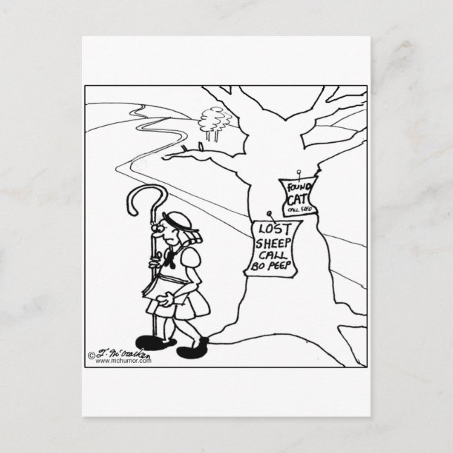 Bo Peep Posts Lost Sheep Sign Postcard (Front)