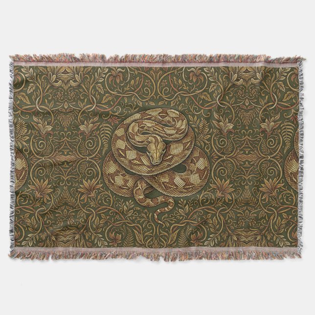 Boa Constrictor Jungle Throw Blanket (Front)