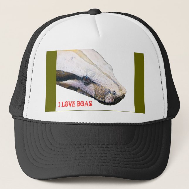boa, I LOVE BOAS Trucker Hat (Front)