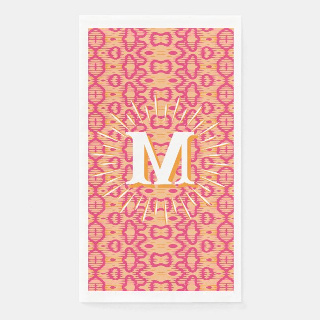 Boa Ripple in Pink + Orange Personalized Napkin (Front)