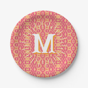 Boa Ripple in Pink + Orange Personalized Paper Plate