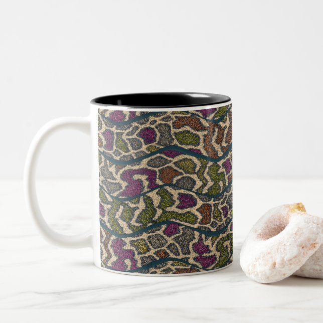 boa wave Two-Tone coffee mug (With Donut)