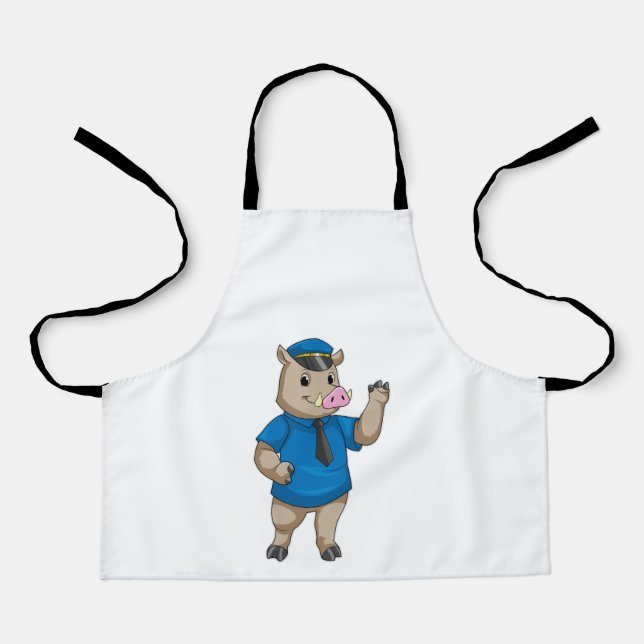 Boar as Police officer with Police hat Apron (Front)