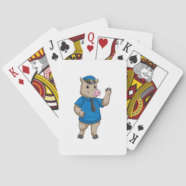 Boar as Police officer with Police hat Playing Cards (Back)