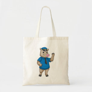 Boar as Police officer with Police hat Tote Bag