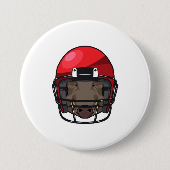 Boar at Football Sports 3 Inch Round Button (Front)