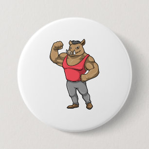 Boar Bodybuilder Bodybuilding Muscles 3 Inch Round Button