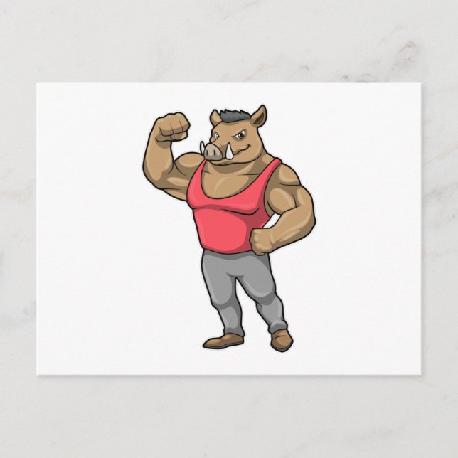 Boar Bodybuilder Bodybuilding Muscles Postcard (Front)