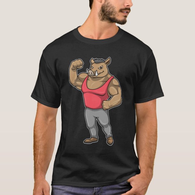 Boar Bodybuilder Bodybuilding Muscles T-Shirt (Front)
