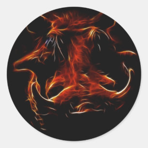 Boar coming out of the dark classic round sticker